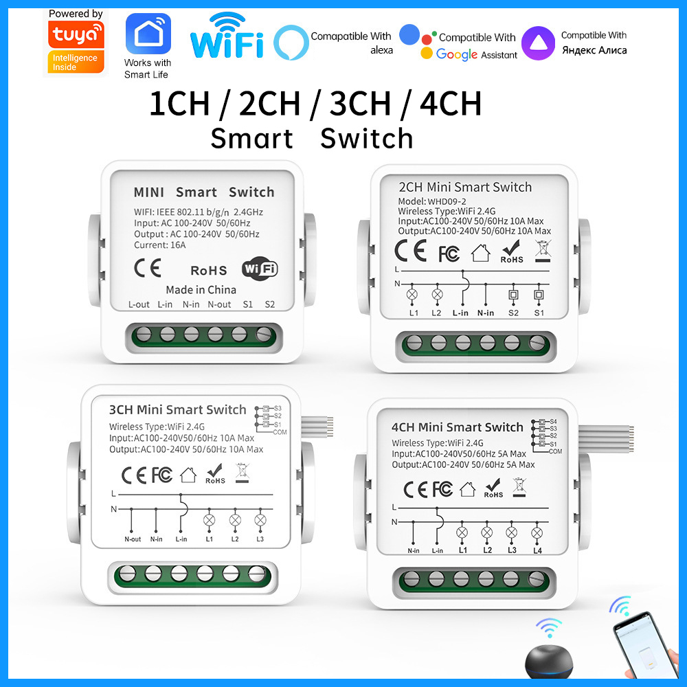 Smart Relay Tuya - Tuya WiFi Akıllı Anahtar 1/2/3/4 Düğmeli