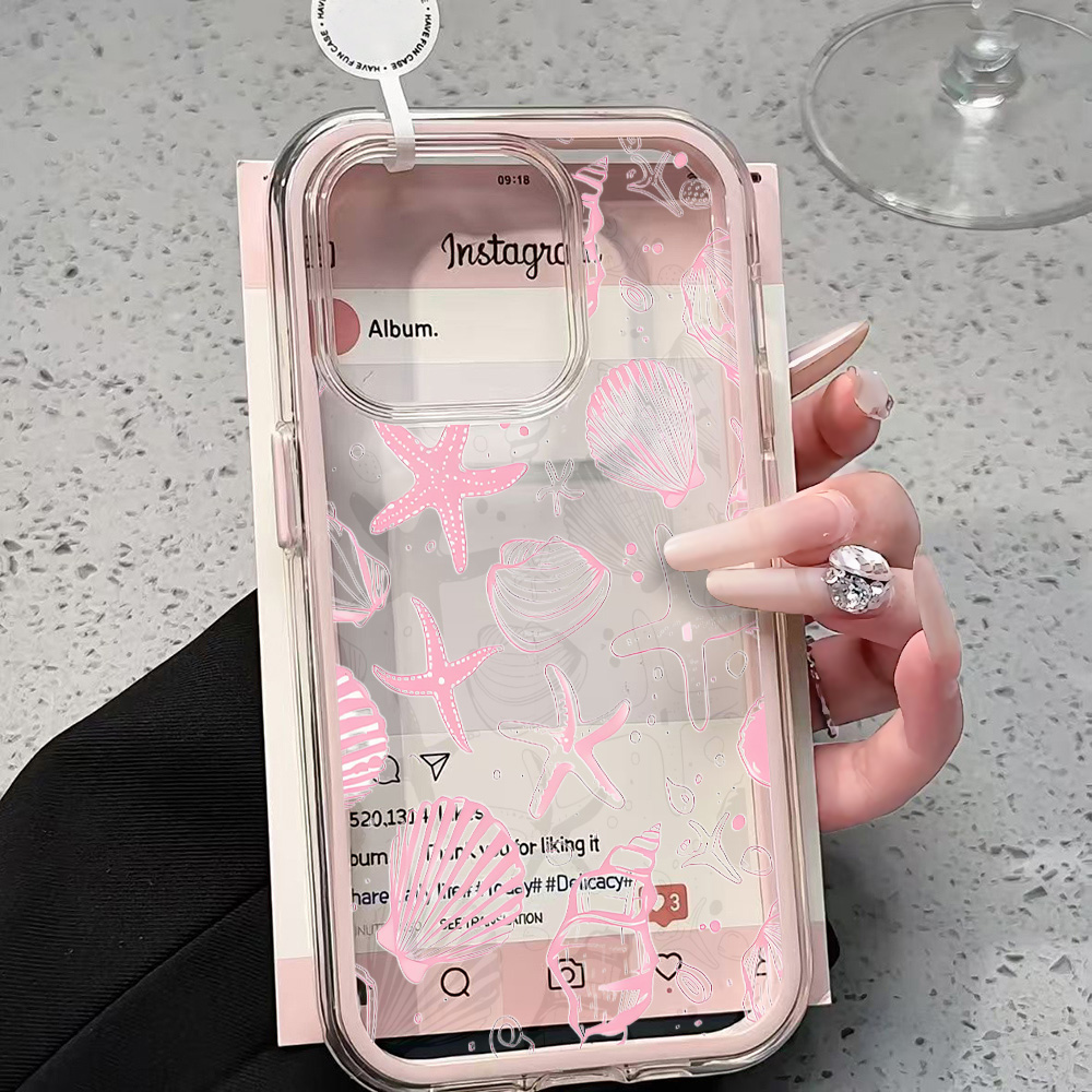 Shelly - Yaz Pembesi Deniz Kabuğu Şeffaf Telefon