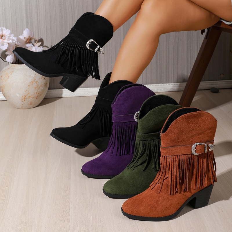 Tasmota - Moda Trendi Püsküllü Tokalı Günlük Orta