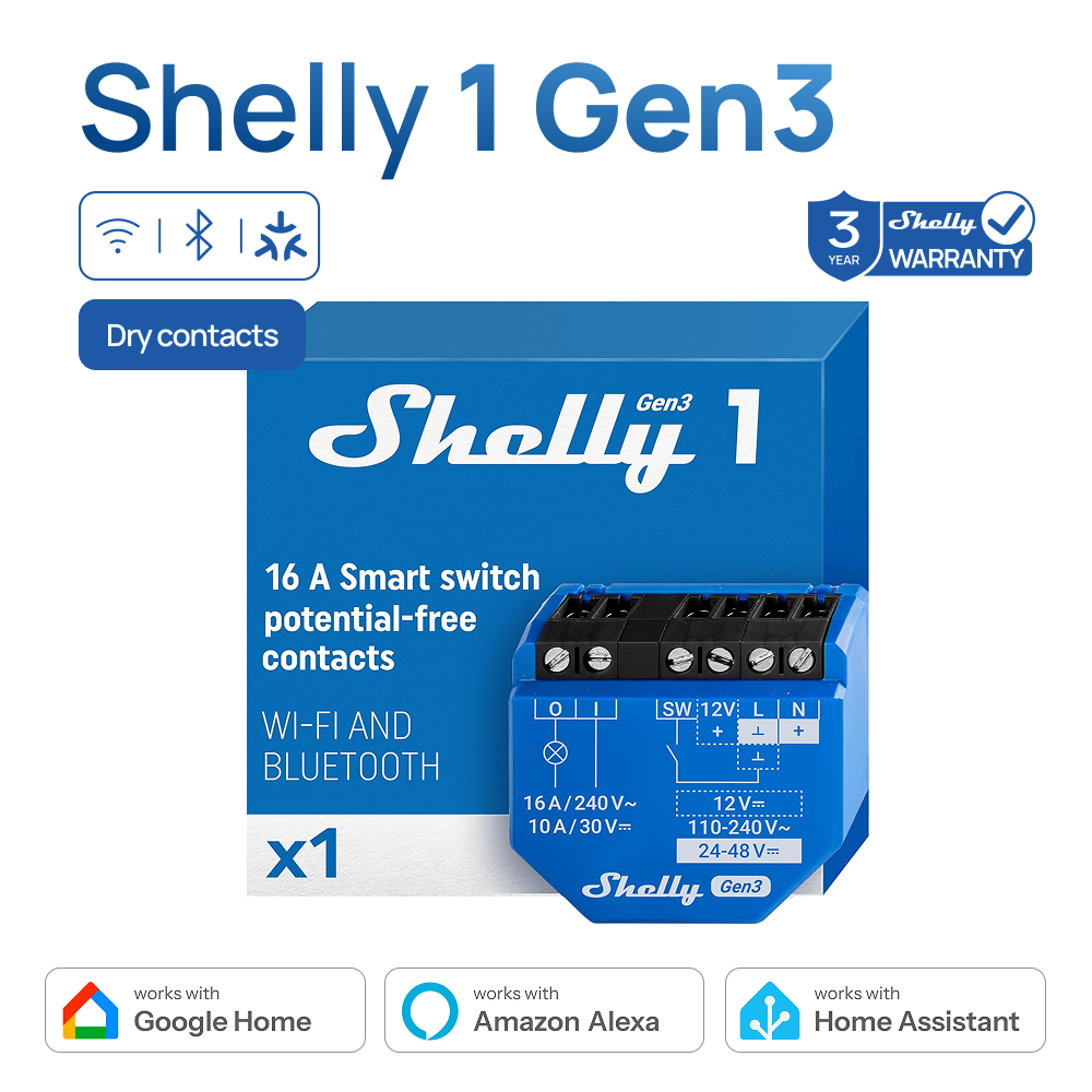 Shelly Plug - Shelly 1 Gen3 Kuru Kontaklı Akıllı