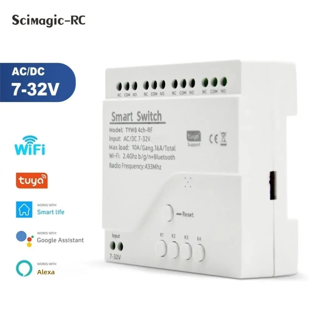 Tuya 4 Channel - Tuya Akıllı WiFi 7-32V 85-250V Anahtar