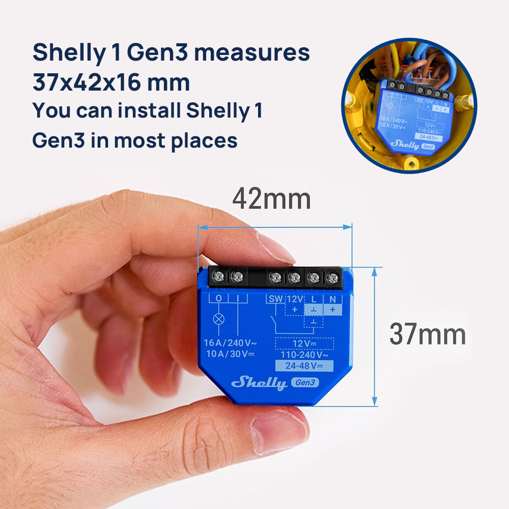 Shelly 1 Gen3 Kuru Kontaklı Ak - Shelly Plug incelemesi ve fiyatı